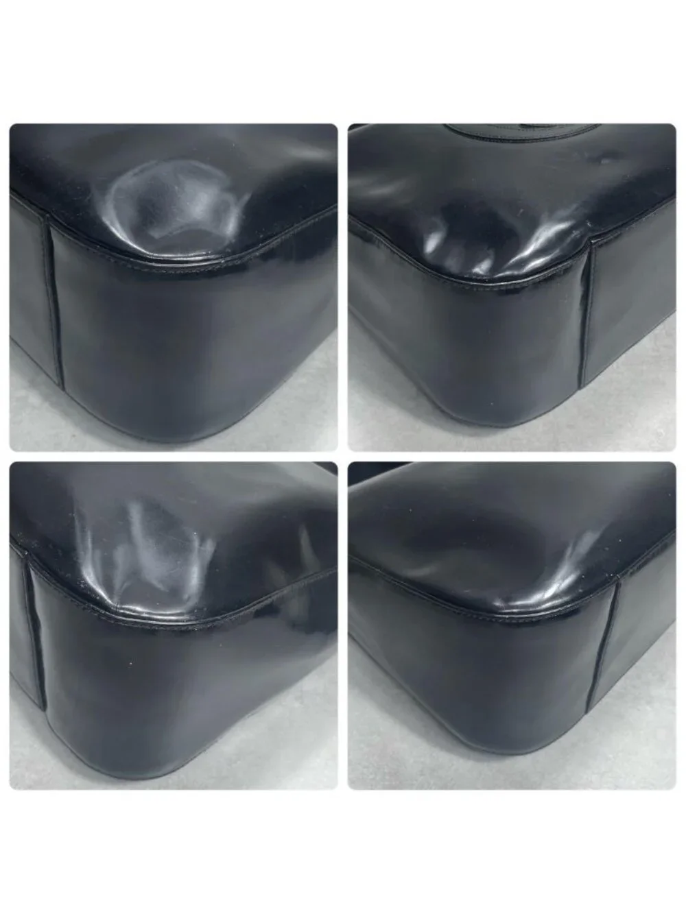 Gucci GG Shoulder Bag Patent Leather Black Logo